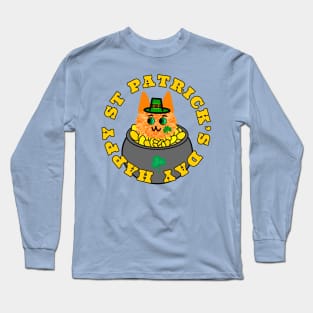 St Patrick’s Lucky Leprechaun Cat Long Sleeve T-Shirt